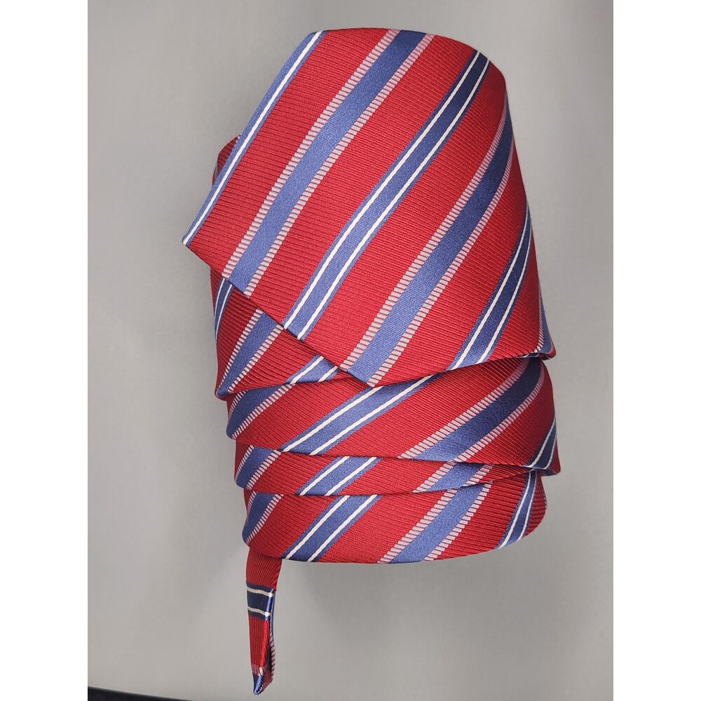 SILK Red Blue Stripe REPP Tie mens Executive Modern Necktie Boardroom Nautical